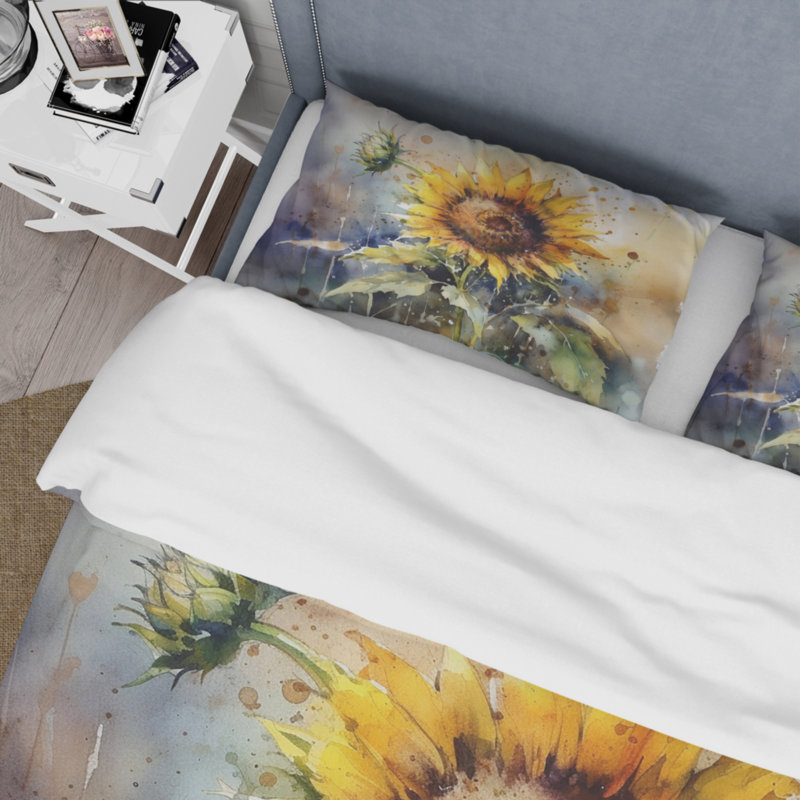 Yellow Sunflower Symphony Twin Microfiber Duvet Cover Set