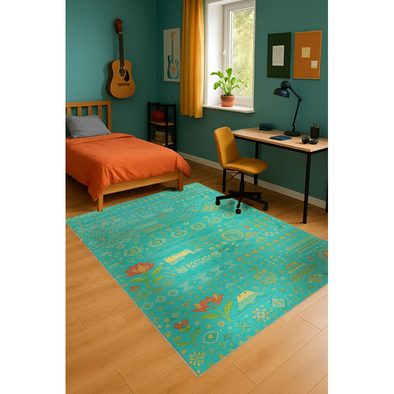 Tapis tissé orange traditionnel Mosso, 2'6" x 4'11"