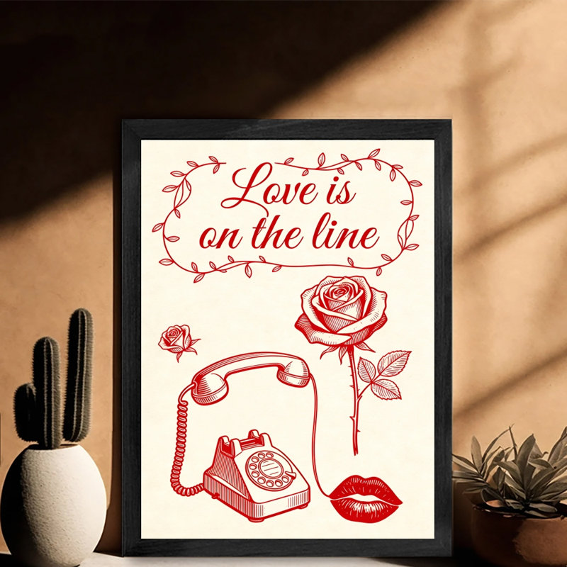 «Black Love», «Love is on the line», impression sur toile, thème de la Saint-Valentin, impressions encadrées