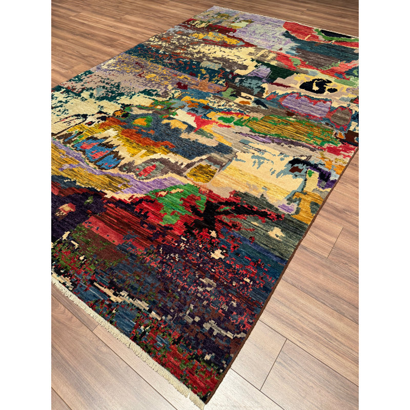 Original Hand Knotted Traditional Pattern Multi Color Wool and Cotton Rug