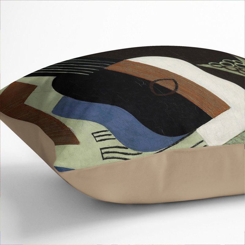 Guitar And Dish Square Throw Cushion, 55cm H x 55cm W x 20cm D, Stone