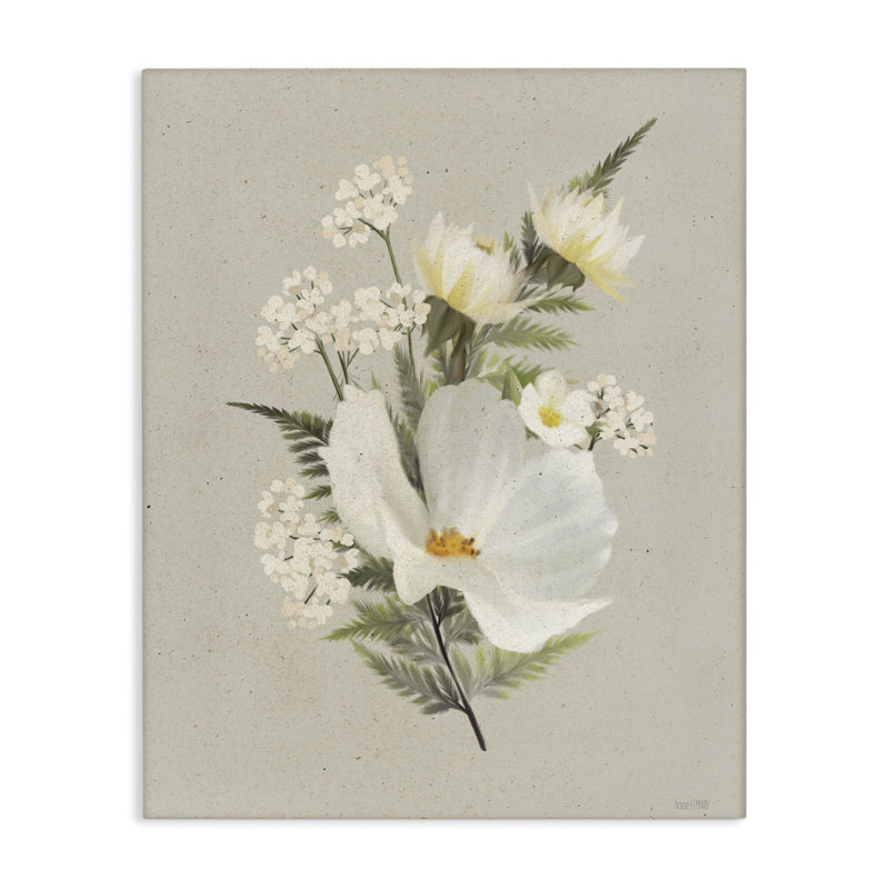 Papier fleurs blanches, conception par House Fenway, H 40 po x l 30 po