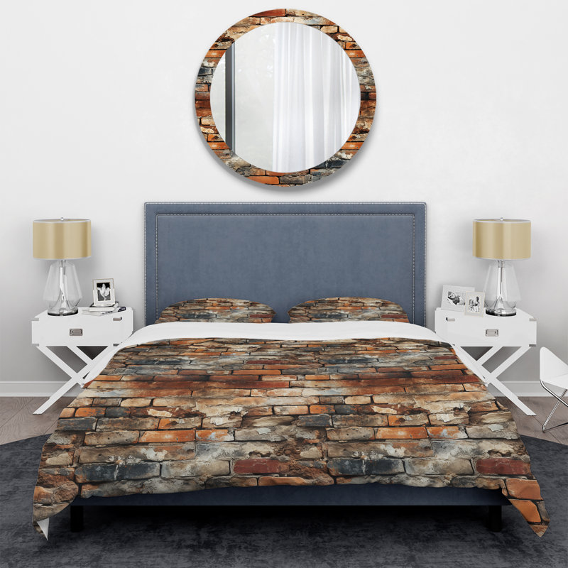 Old Brick Wall Elegance - Ensemble de housse de couette en brique - Microfibre de polyester