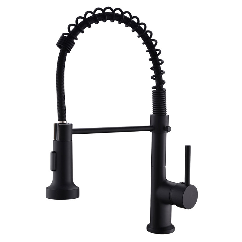 Commercial Kitchen Faucet With Pull Down Sprayer, Single Handle Single Lever Kitchen Sink Faucet, Black