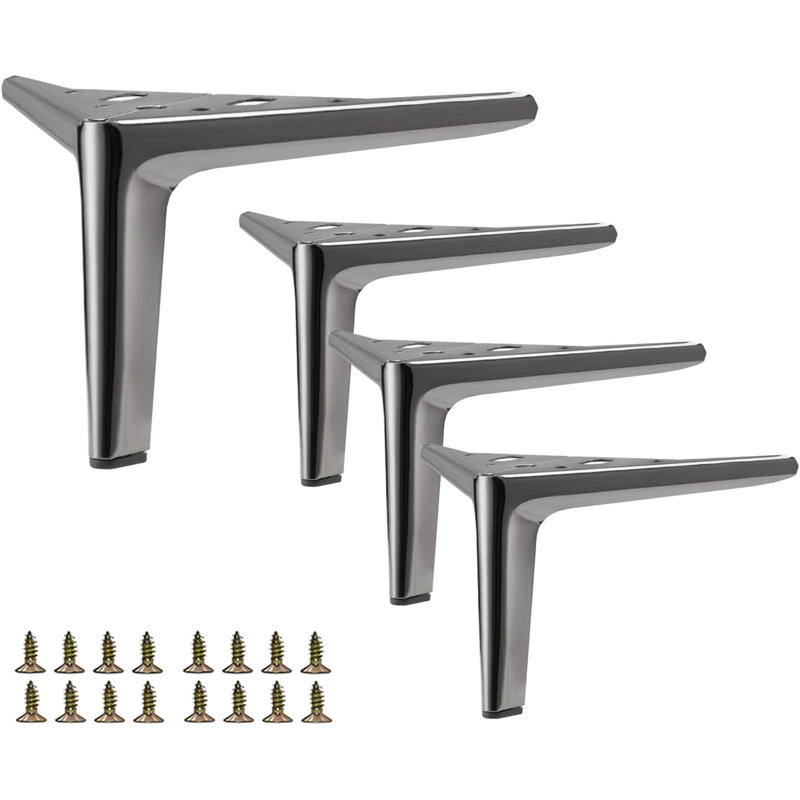 Heavy Duty Metal Furniture Legs For Sofa Cabinet Chair Replacement Modern Triangle Design Durable Support Set Of 4, Gray