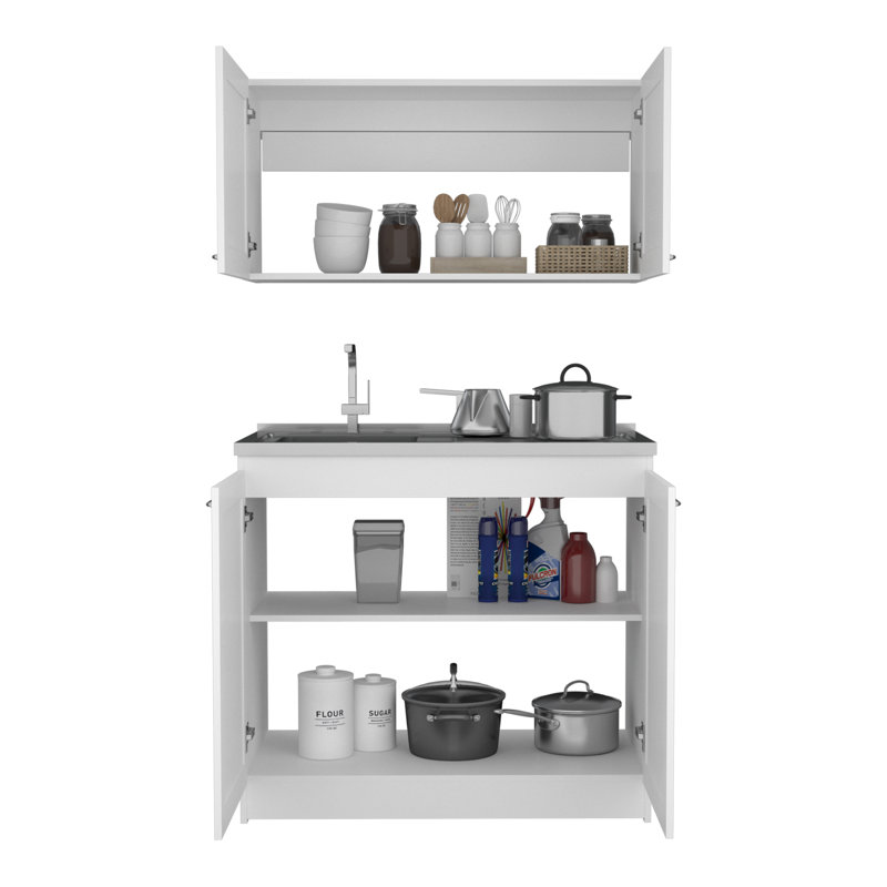 Perseus 2-pc Kitchen Cabinet Set includes Countertop base unit and wall mounted Cupboard