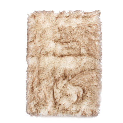 Tapis beige à poils longs fabriqué à la main Cancri