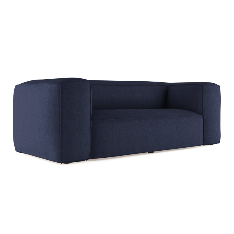 Canapé surdimensionné Varick, Lin à tissage carré albâtre, H 30 po x l 84 po x P 41 po, Ébène