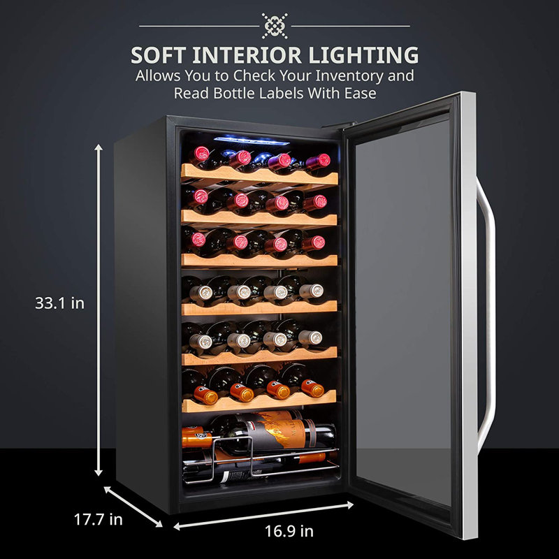 Ivation Single Zone 16.9'' Freestanding 28 Bottle Wine Refrigerator