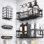 Panier de douche adhésif de grande taille, paquet de 5 organisateurs de bain en acier inoxydable antirouille avec grande capacité, sans tablettes de perçage