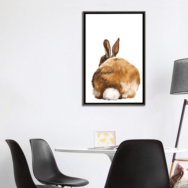 Art de lapin, H 40 po x l 26 po x P 1,5 po, Toile encadrée de bois rustique foncé