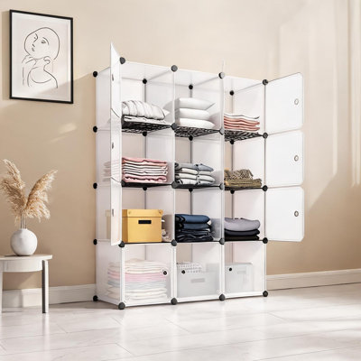 Particle Board 12 Cube Storage Organizer with Clean White Finish for Home and Office Access