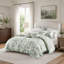 Ensemble d'édredon pour lit double / grand 5 pièces avec coussins décoratifs, vert