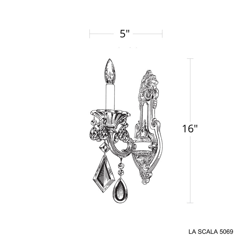 La Scala 1 - Light Candle Wall Light, Heirloom Bronze, Handcut Clear