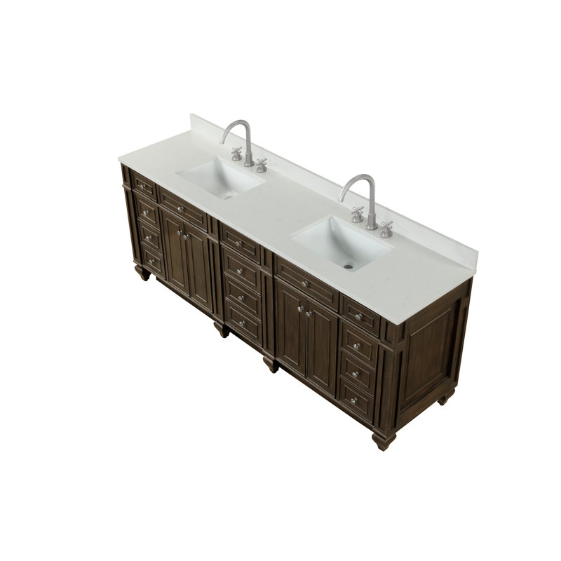 Ensemble de meuble-lavabo double 84 po Akintunde, Brun