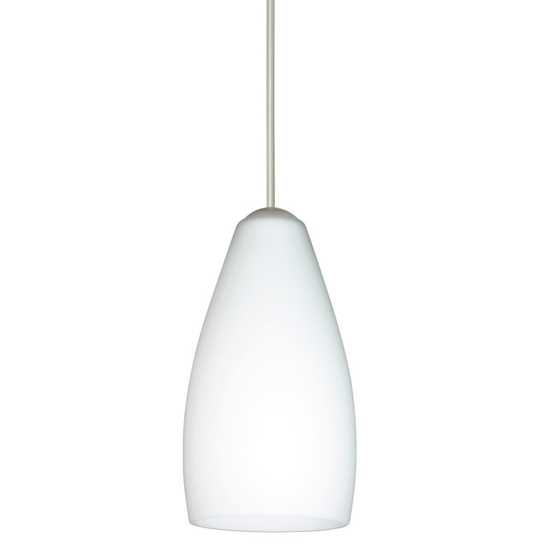 Luminaire suspendu 1 cloche pour une cloche Ritwik, Opale matte, Halogène, Nickel satiné