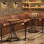 Table de bar 37,4 po de hauteur, table de pub ronde avec base en métal courbé (brun et noir)-1382359402-1391857935