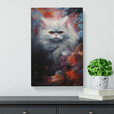 Persian Cat Action Painting - Wrapped Canvas