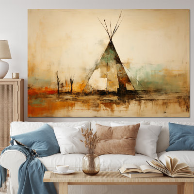 Yellow Native Tipi Rhythms Collage I - Native American Art Wall Decor