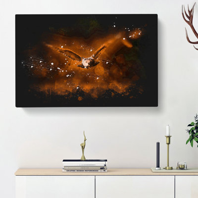 Flying Owl At Dusk - Wrapped Canvas
