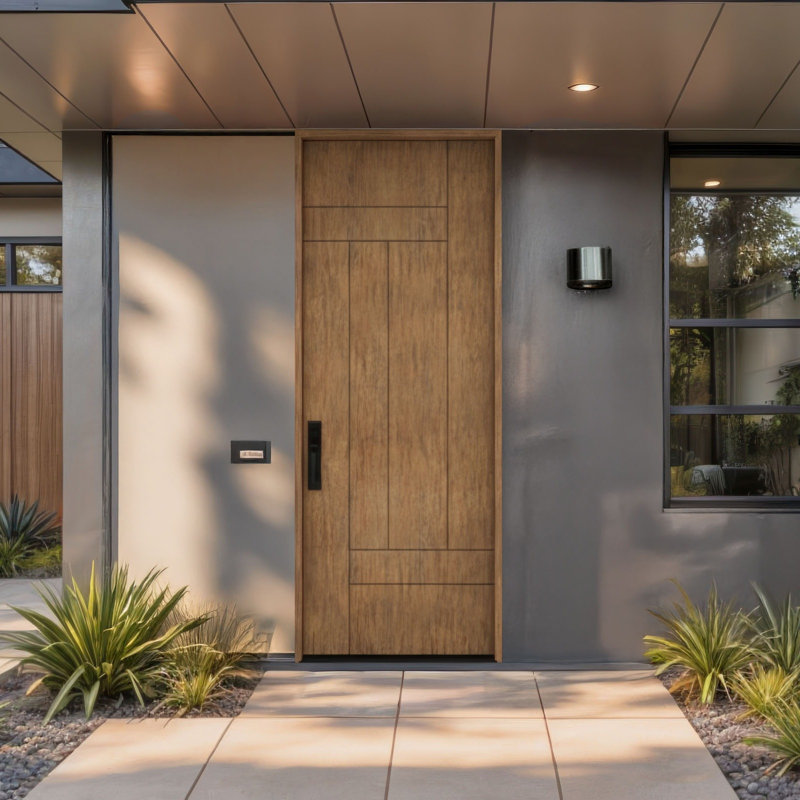 Porte à panneau encastré 96 po Arqon Slab Only Acajou - Contemporain, moderne, brut, 34" x 96" [34" Door]