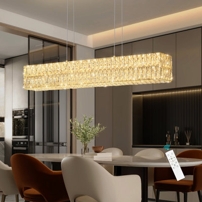 Glam Modern Rectangular Crystal Chandelier