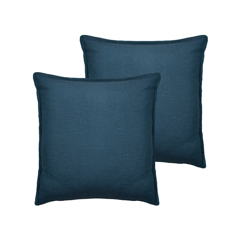 Lombard Linen Reversible Throw Pillow, Blue