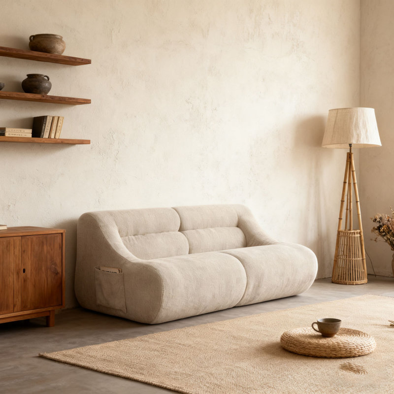 Modern Sofa with chenille Fabric, Beige