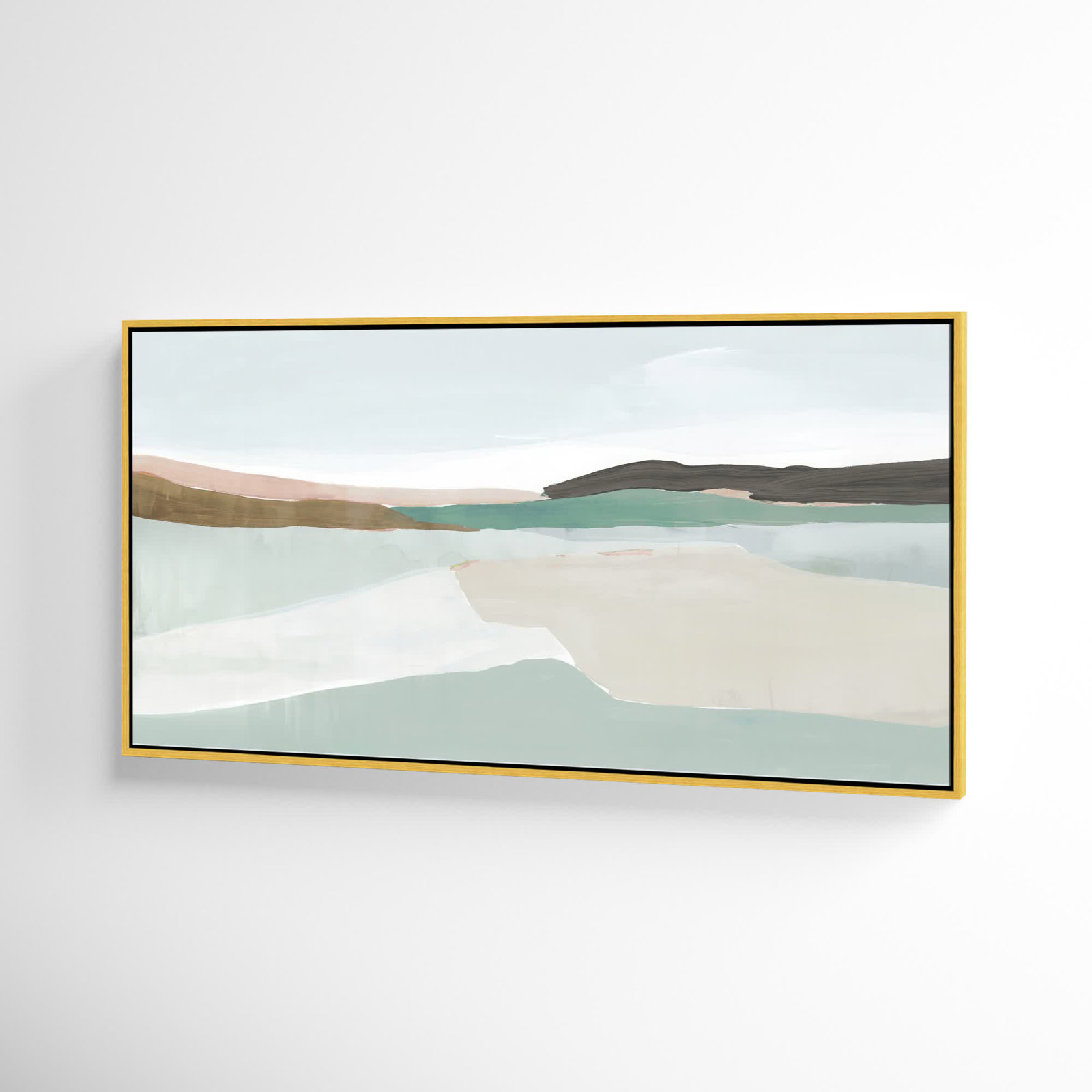 Sole of the Land I Floater Frame Painting, 25.5" H x 49.5" W, Gold