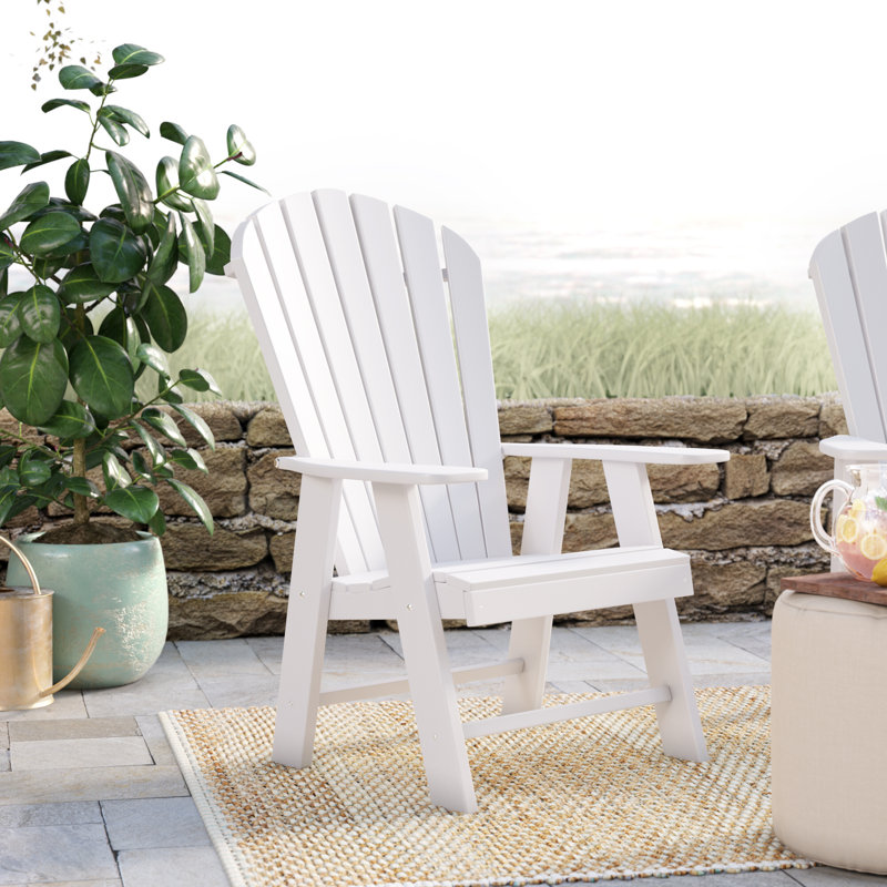 Chaise Adirondack verticale en plastique Stalham, Blanc brillant