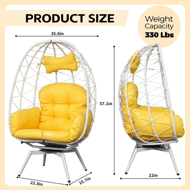 Swivel Patio Lounge Chairs, Pe Rattan Steel Egg Chair For Home Patio