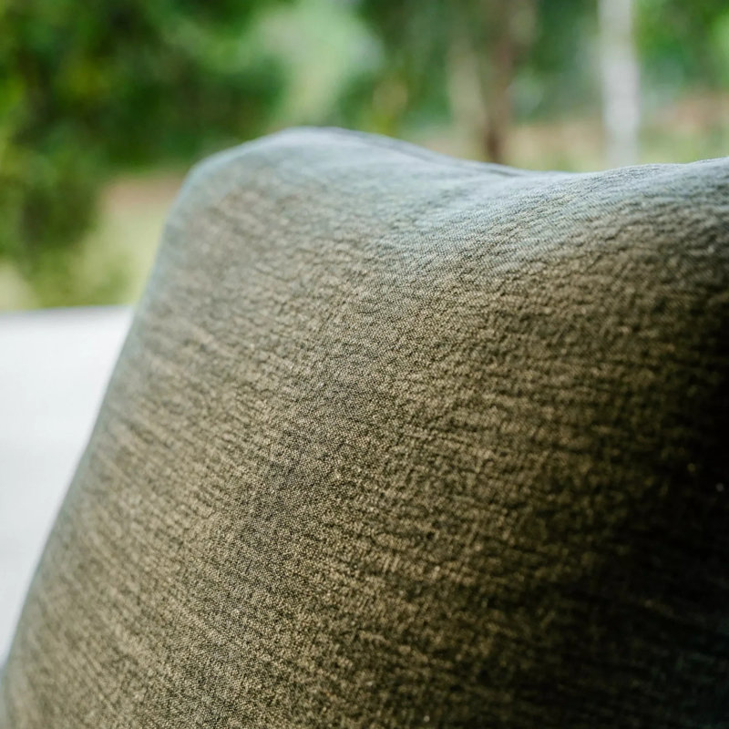 Chaise berçante Mid Century, Vert mousse, Noyer brossé