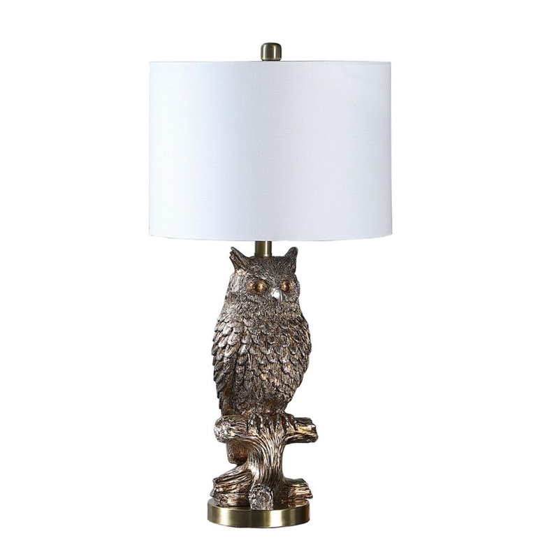 Silver Owl on Branch Table Lamp