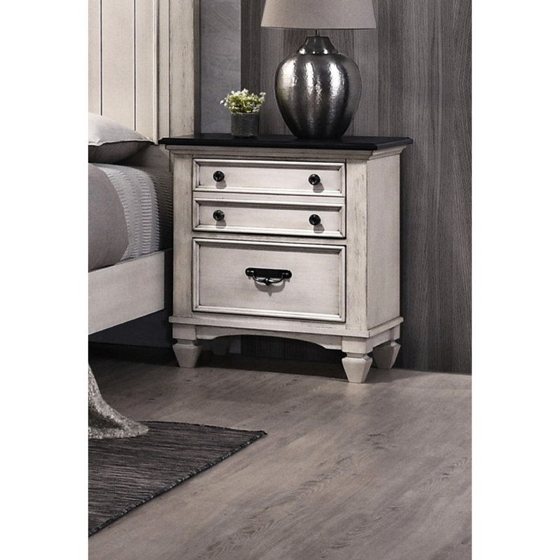 Magnifique table de chevet avec finition bicolore et deux tiroirs pour le charme de la chambre à coucher bicolore: tiroirs robustes