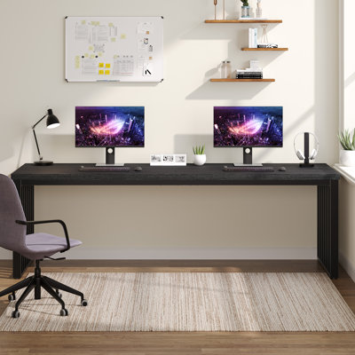Carren 78.74" W Industrial Manufactured Wood 2-Person Computer Desk