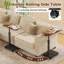 Plateau roulant avec roulettes, table C réglable en hauteur, plateau pivotant à 360 ° inclinable, support ergonomique pour ordinateur portable, table de bout et table d'appoint en bois pour le salon, la chambre à coucher, les petits espaces, brun