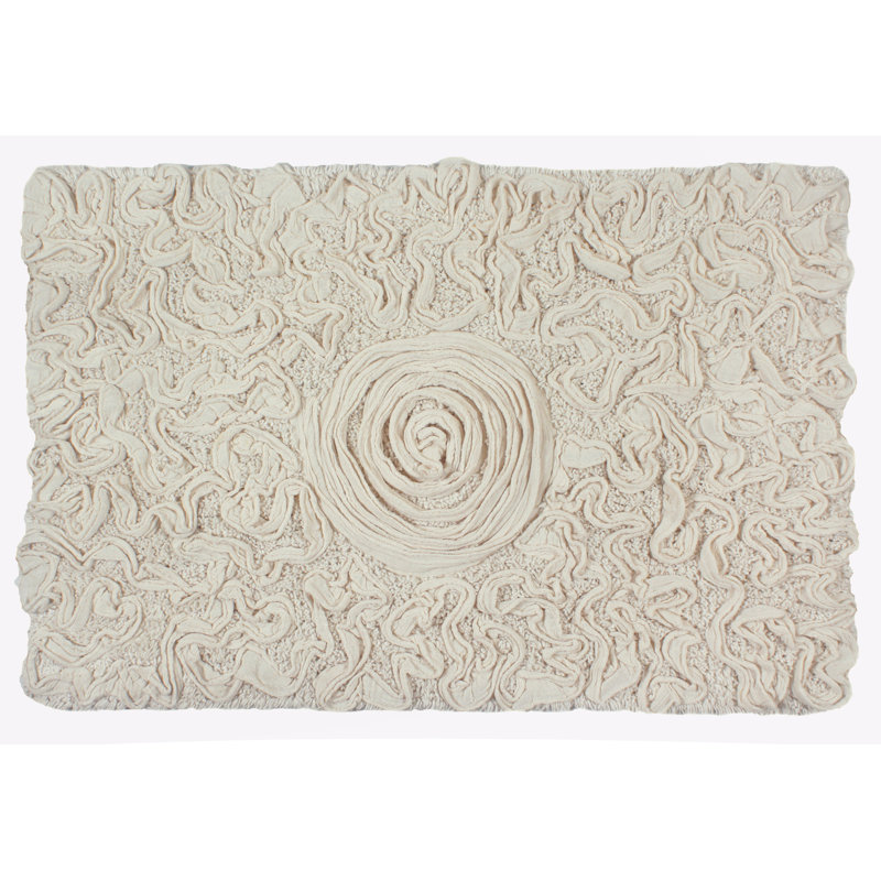 Skammel Cotton Non-Slip Bath Rug, Ivory