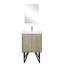 Rustique 24 po Large meuble-lavabo, comptoir en quartz blanc, robinet en or rose avec poignée simple et comptoir de salle de bain 18 miroirs avec levier