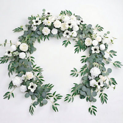 Guirlande de fleurs - 6 pieds d'eucalyptus et de rose - décoration de table chérie pour réception de mariage