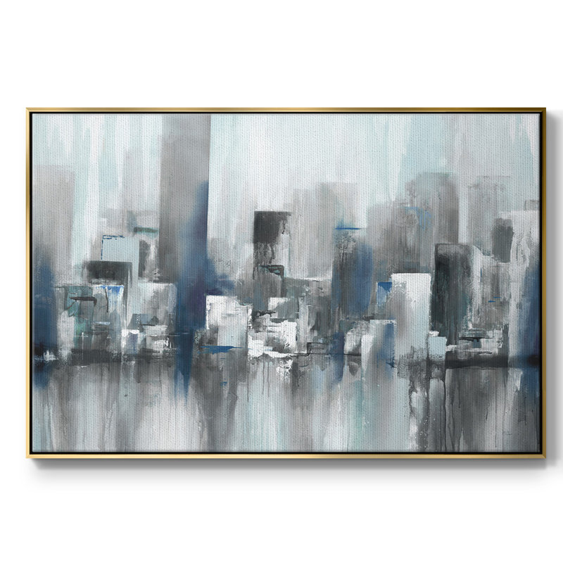 Cityscape In Blues, reproduction d'art sur toile, H 17 po x l 25 po x P 2 po, Or