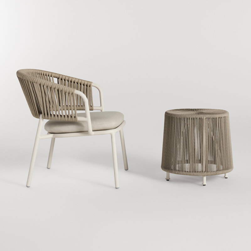Tether Outdoor Ottoman, Linen