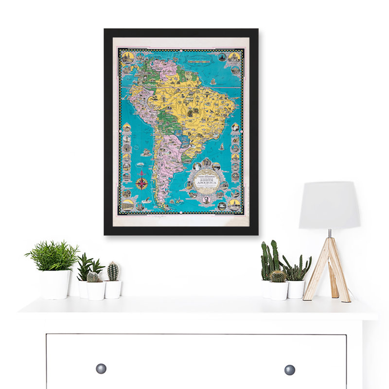 Chase 1942 Pictorial Map South America Historic Monuments Buildings by Value Does Not Apply - Single Picture Frame Print