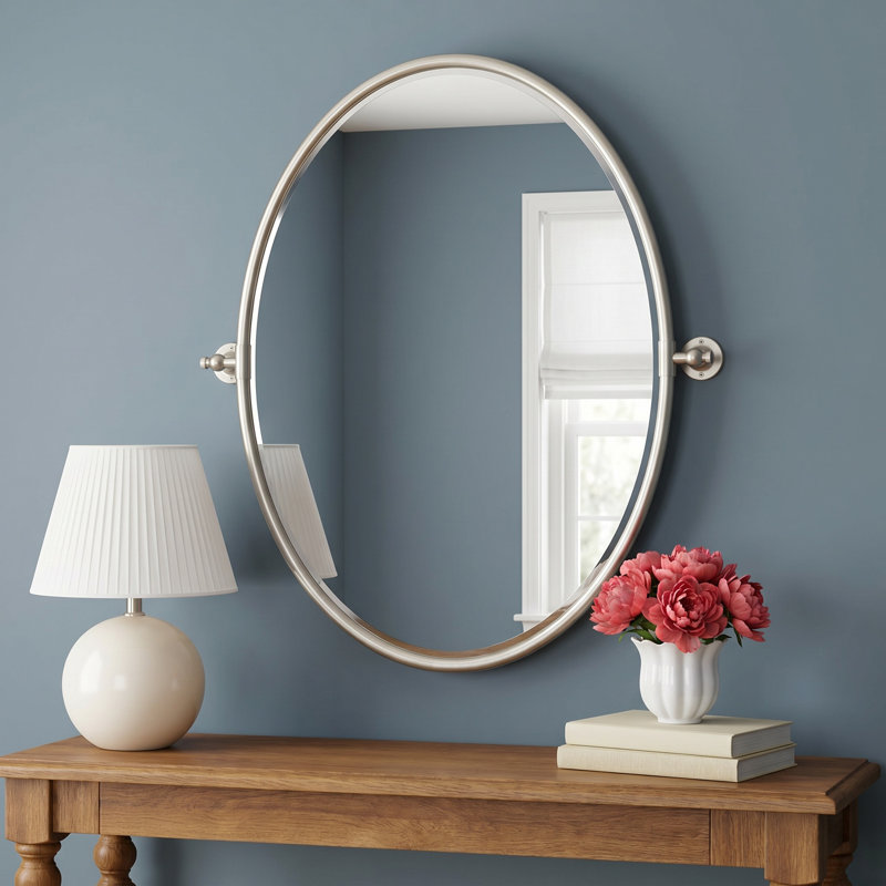 Dara Brass Oval Mirror, Silver