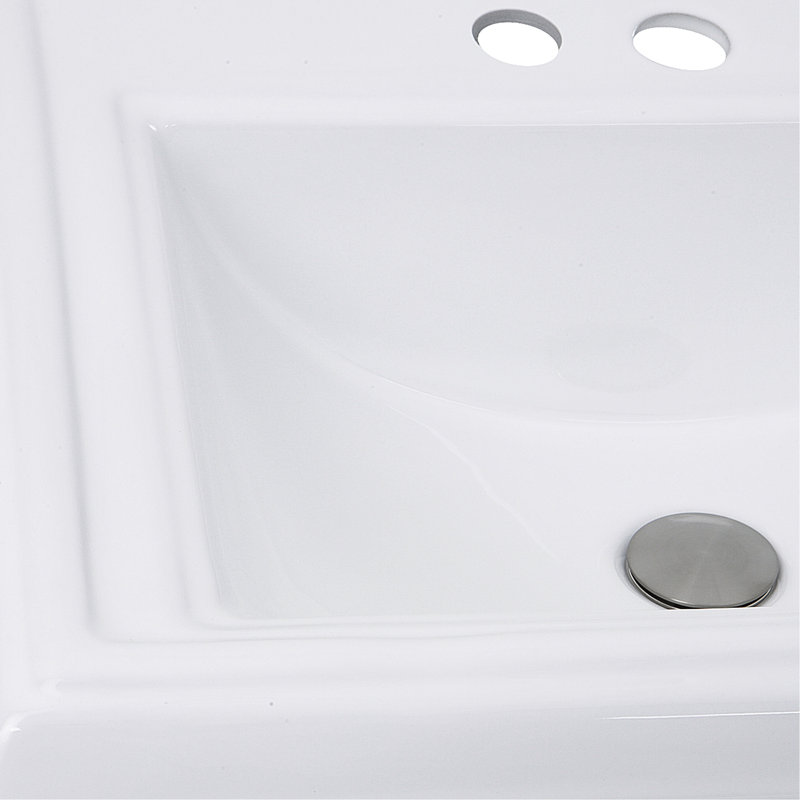 Great Point Rectangular Drop-in Bathroom Sink, White, 4" Centers