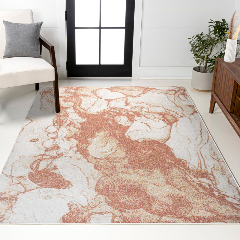 Tapis orange / crème Clemencio, Rectangle 7 pi 10 po x 10 pi