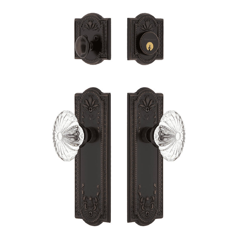 Ensemble d'entrée Nostalgic Warehouse Meadows avec cristal ovale cannelé, Bronze éternel, 2.375