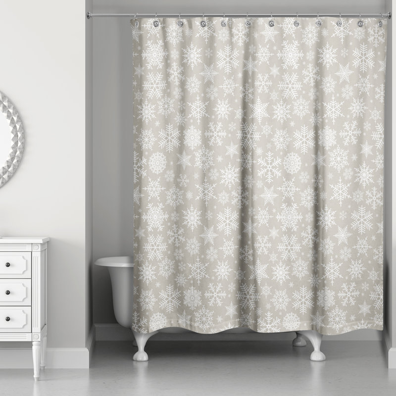 Snowflakes On Beige Shower Curtain