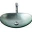 Lavabo de salle de bain en verre trempé argenté, mécanisme de vidange intégré, convient à différents styles d'intérieur, poids du produit : 5,96 kg, bonde en forme de bateau incluse, idéal pour un dressing, surface lisse facile à nettoyer.