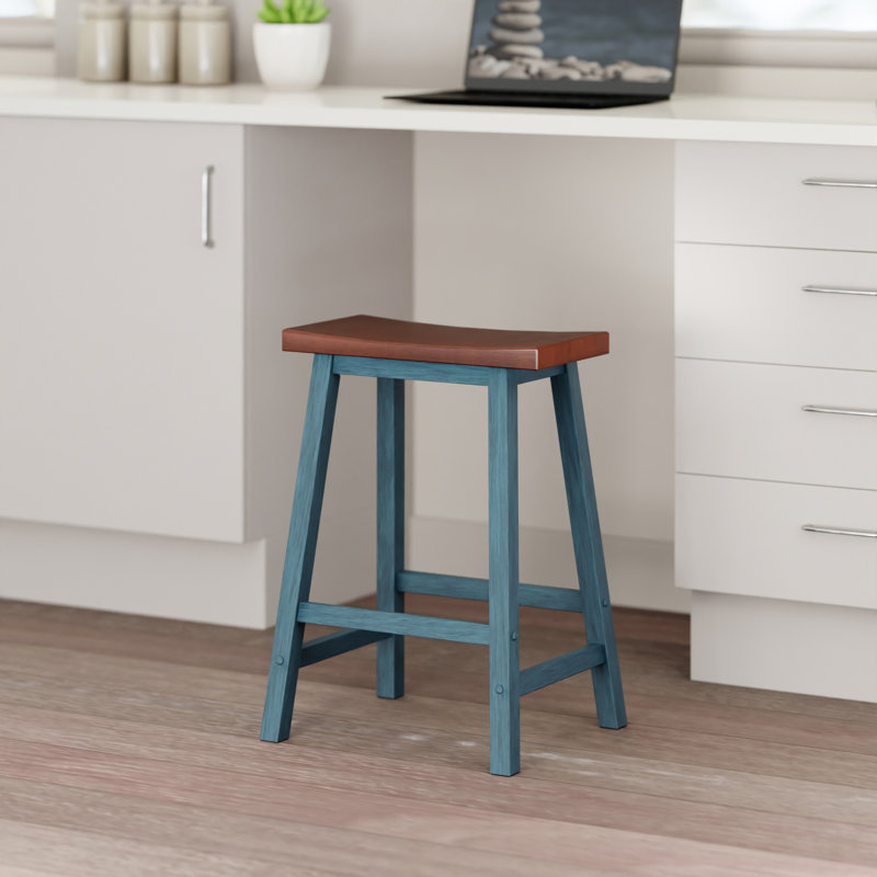 Tabouret de comptoir Satori, sarcelle rustique et noyer, Tabouret de comptoir (siège d'une hauteur de 24 p