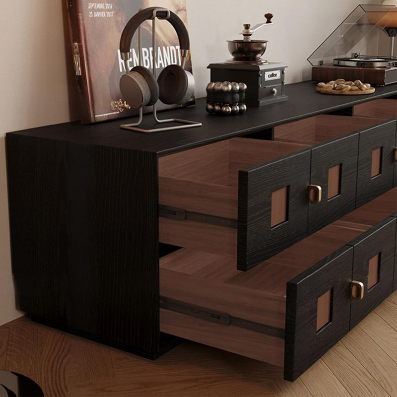 Solid Multi-layer Wood TV Stand with 12 Drawers